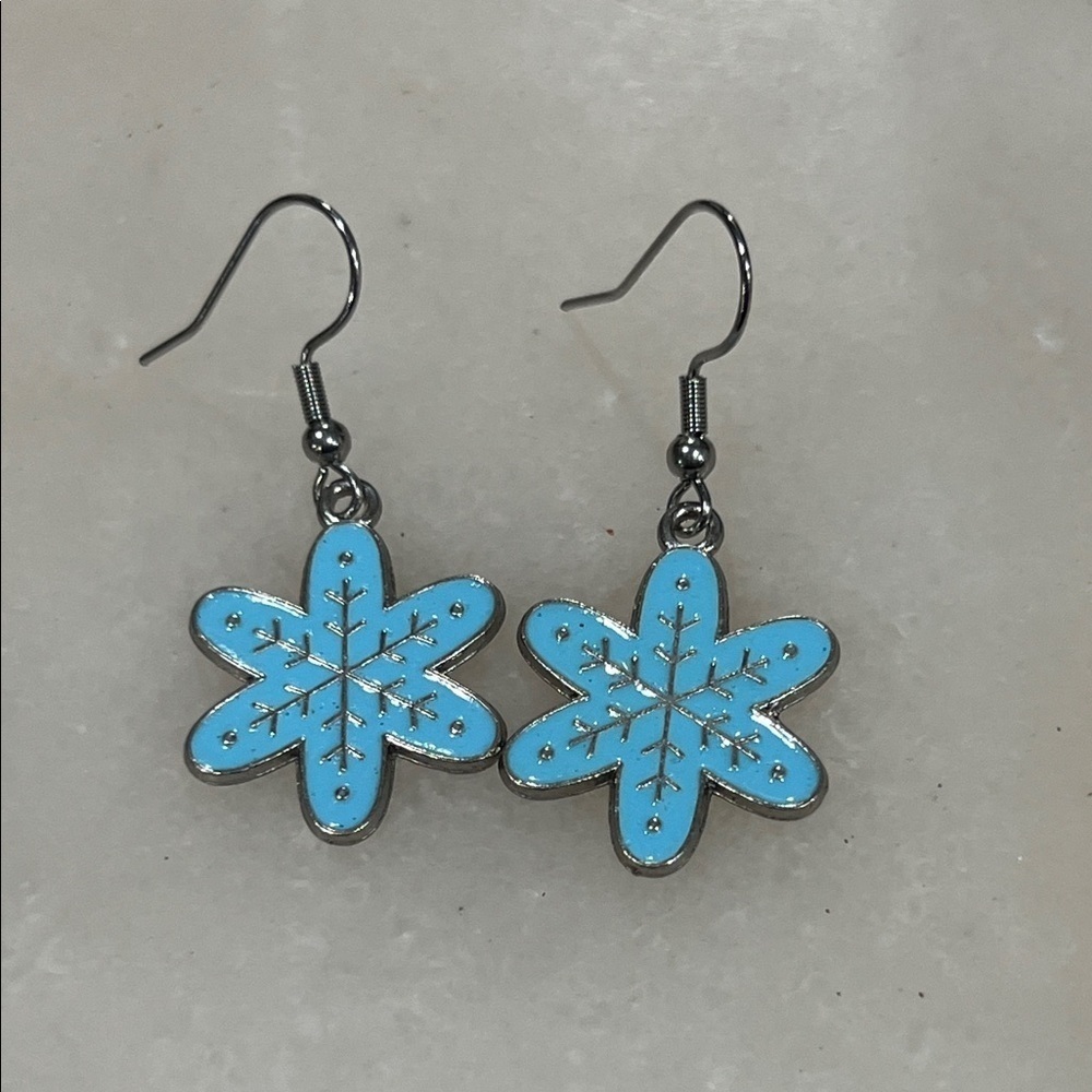 Blue Snowflake Earrings